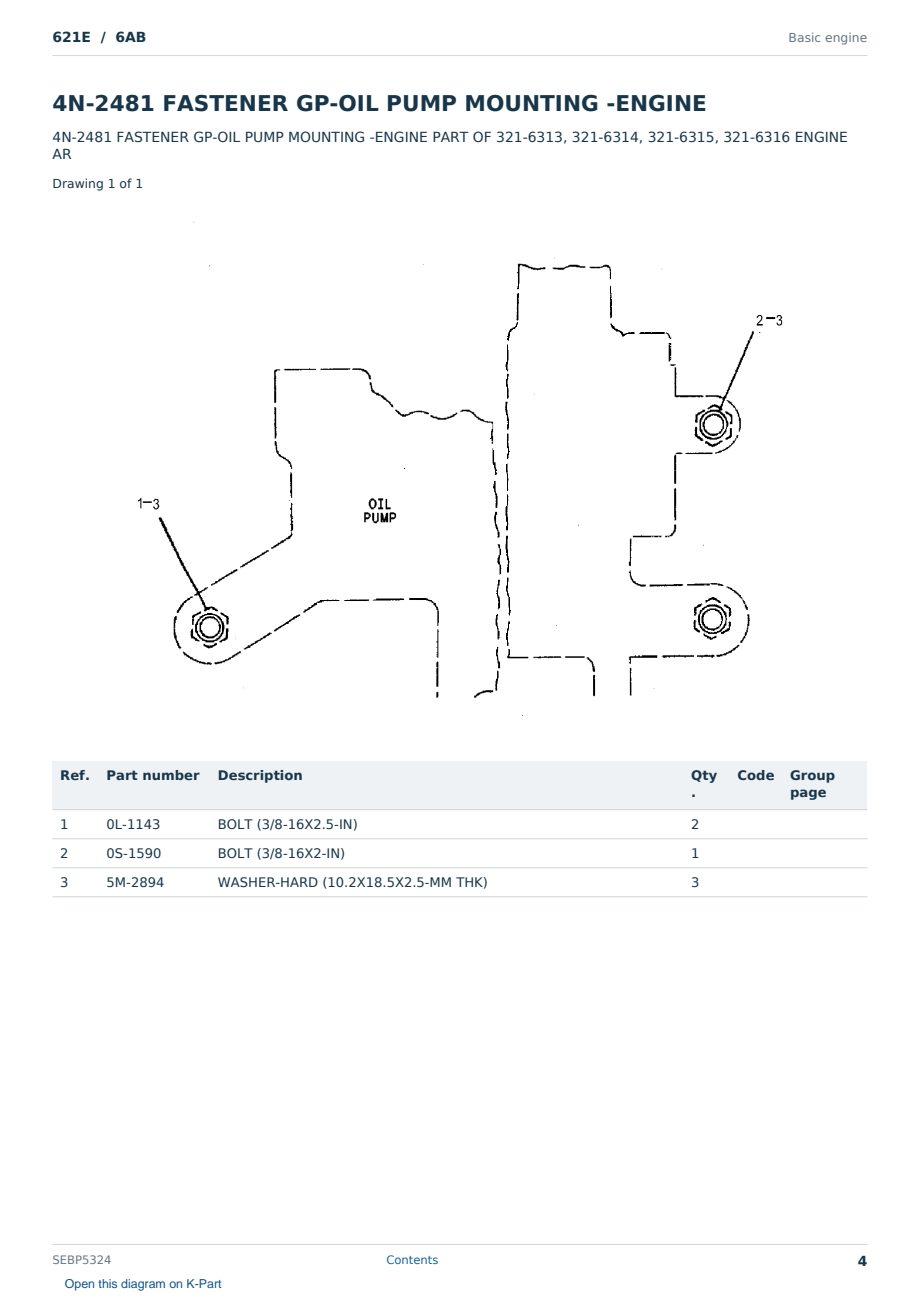 Caterpillar 621E S/N 6AB Partsbook SEBP5324 (English) - sample page 4 of 10 Caterpillar 621E S/N 6AB Partsbook SEBP5324 (English) - sample page 4 of 10