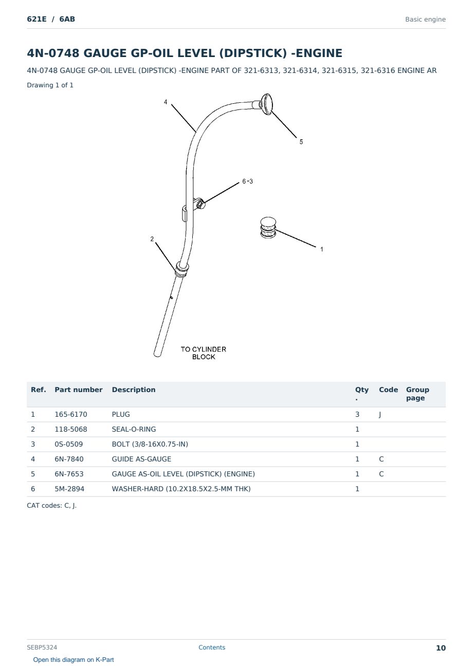 Caterpillar 621E S/N 6AB Partsbook SEBP5324 (English) - sample page 10 of 10 Caterpillar 621E S/N 6AB Partsbook SEBP5324 (English) - sample page 10 of 10