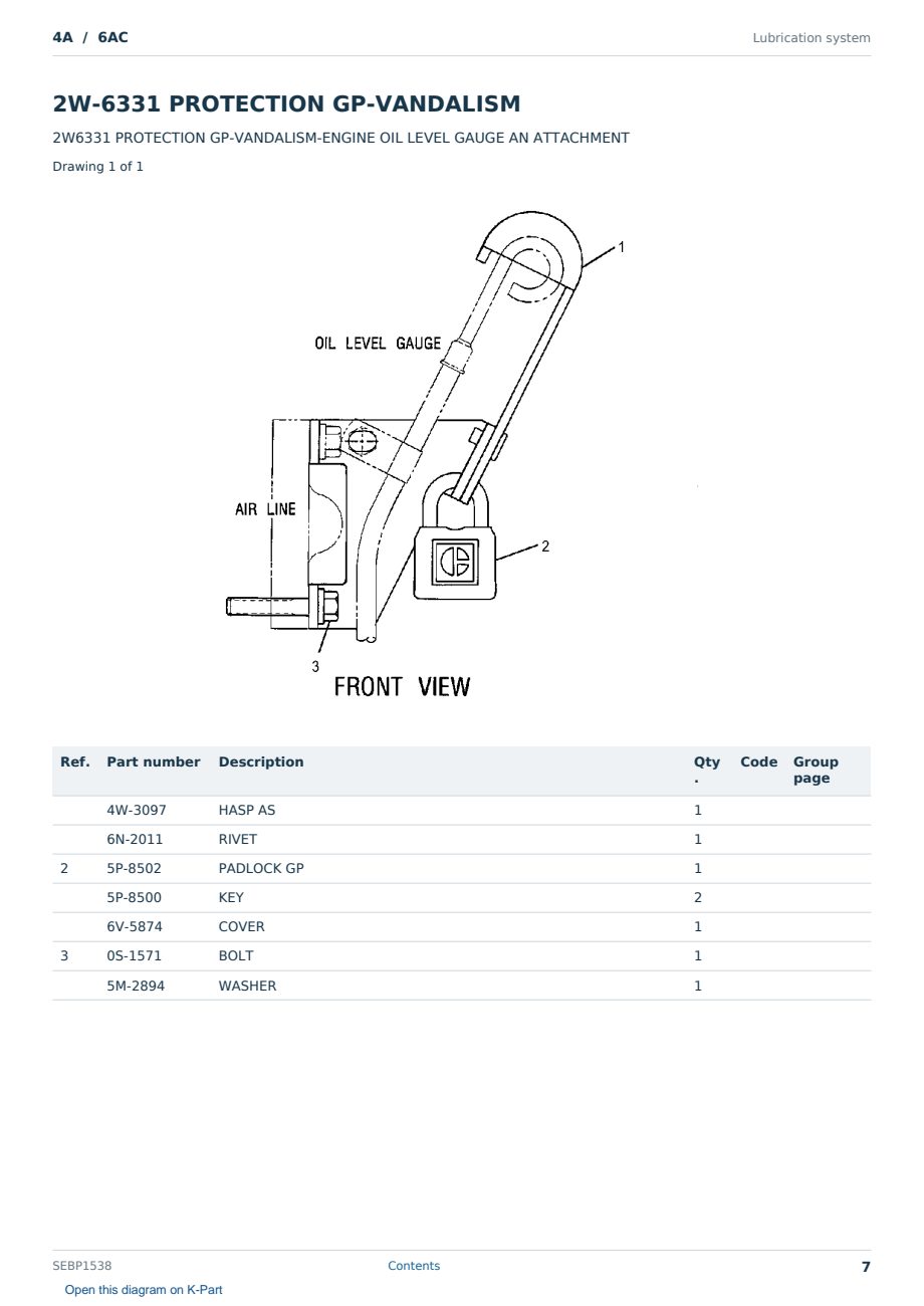 Caterpillar 4A S/N 6AC Partsbook SEBP1538 (English) - sample page 7 of 10 Caterpillar 4A S/N 6AC Partsbook SEBP1538 (English) - sample page 7 of 10