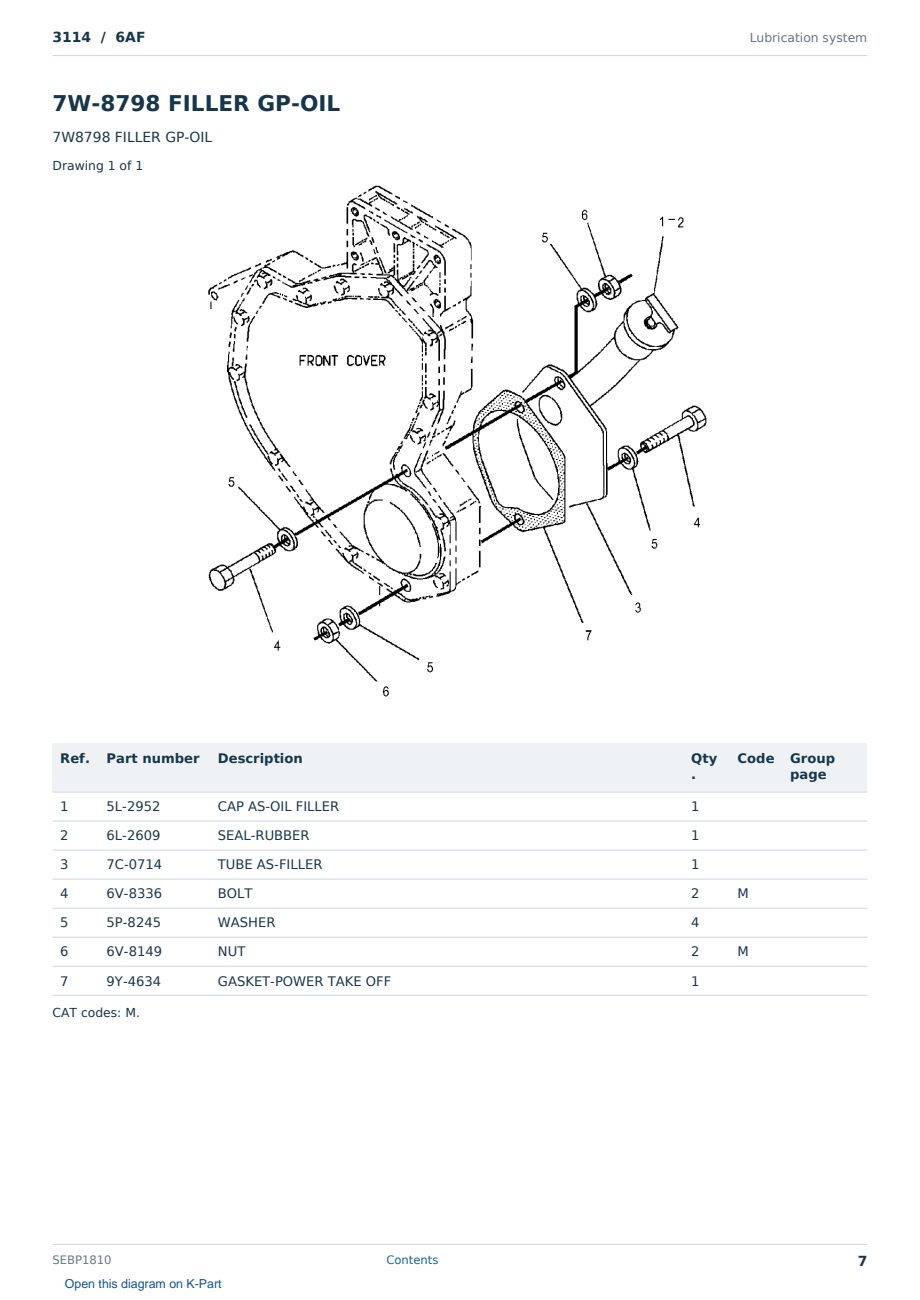 Caterpillar 3114 S/N 6AF Partsbook SEBP1810 (English) - sample page 7 of 10 Caterpillar 3114 S/N 6AF Partsbook SEBP1810 (English) - sample page 7 of 10