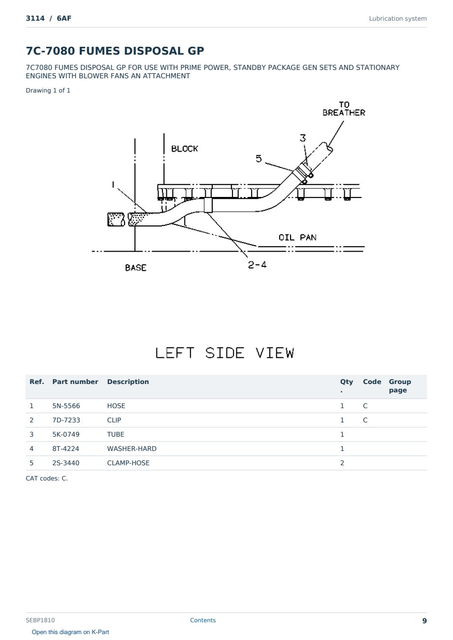 Caterpillar 3114 S/N 6AF Partsbook SEBP1810 (English) - sample page 9 of 10 Caterpillar 3114 S/N 6AF Partsbook SEBP1810 (English) - sample page 9 of 10
