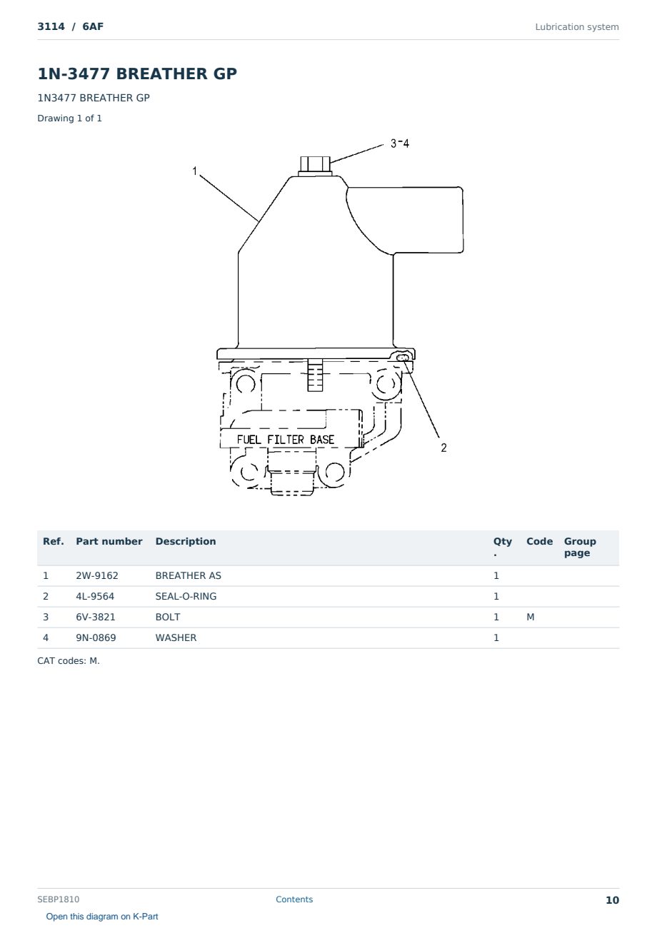 Caterpillar 3114 S/N 6AF Partsbook SEBP1810 (English) - sample page 10 of 10 Caterpillar 3114 S/N 6AF Partsbook SEBP1810 (English) - sample page 10 of 10