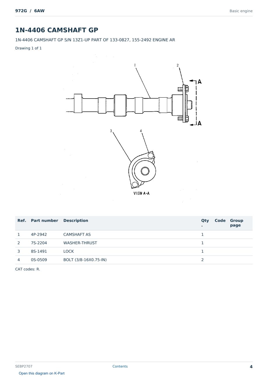 Caterpillar 972G S/N 6AW Partsbook SEBP2707 (English) - sample page 4 of 10 Caterpillar 972G S/N 6AW Partsbook SEBP2707 (English) - sample page 4 of 10