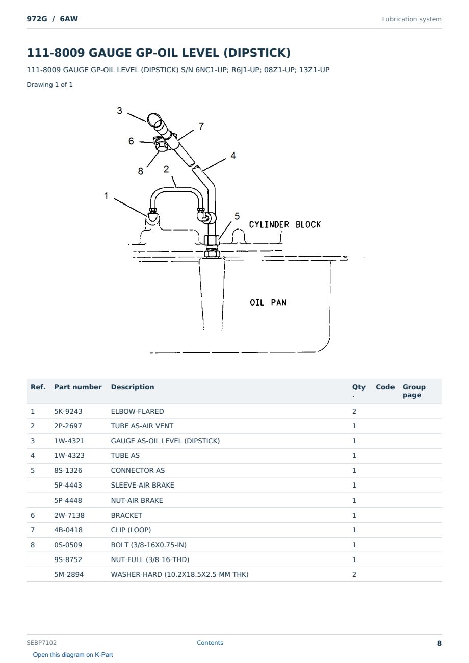 Caterpillar 972G S/N 6AW Partsbook SEBP7102 (English) - sample page 8 of 10 Caterpillar 972G S/N 6AW Partsbook SEBP7102 (English) - sample page 8 of 10
