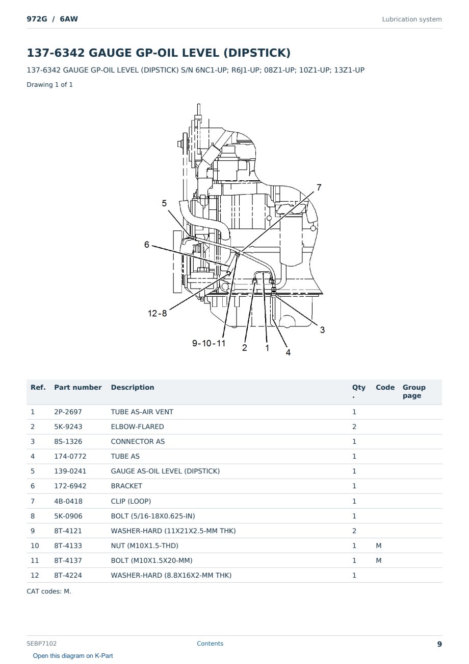 Caterpillar 972G S/N 6AW Partsbook SEBP7102 (English) - sample page 9 of 10 Caterpillar 972G S/N 6AW Partsbook SEBP7102 (English) - sample page 9 of 10