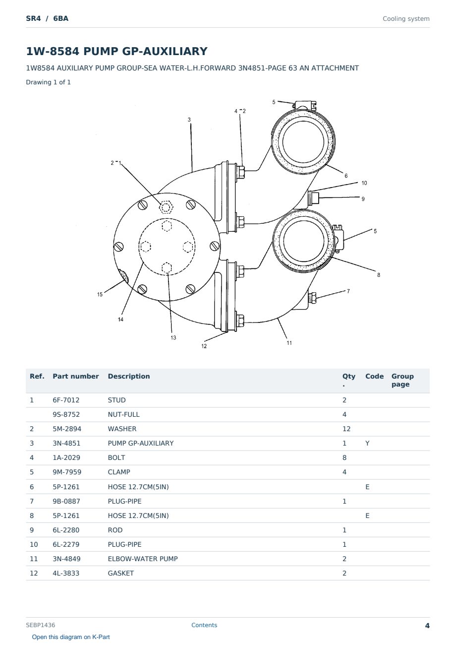 Caterpillar SR4 S/N 6BA Partsbook SEBP1436 (English) - sample page 4 of 10 Caterpillar SR4 S/N 6BA Partsbook SEBP1436 (English) - sample page 4 of 10