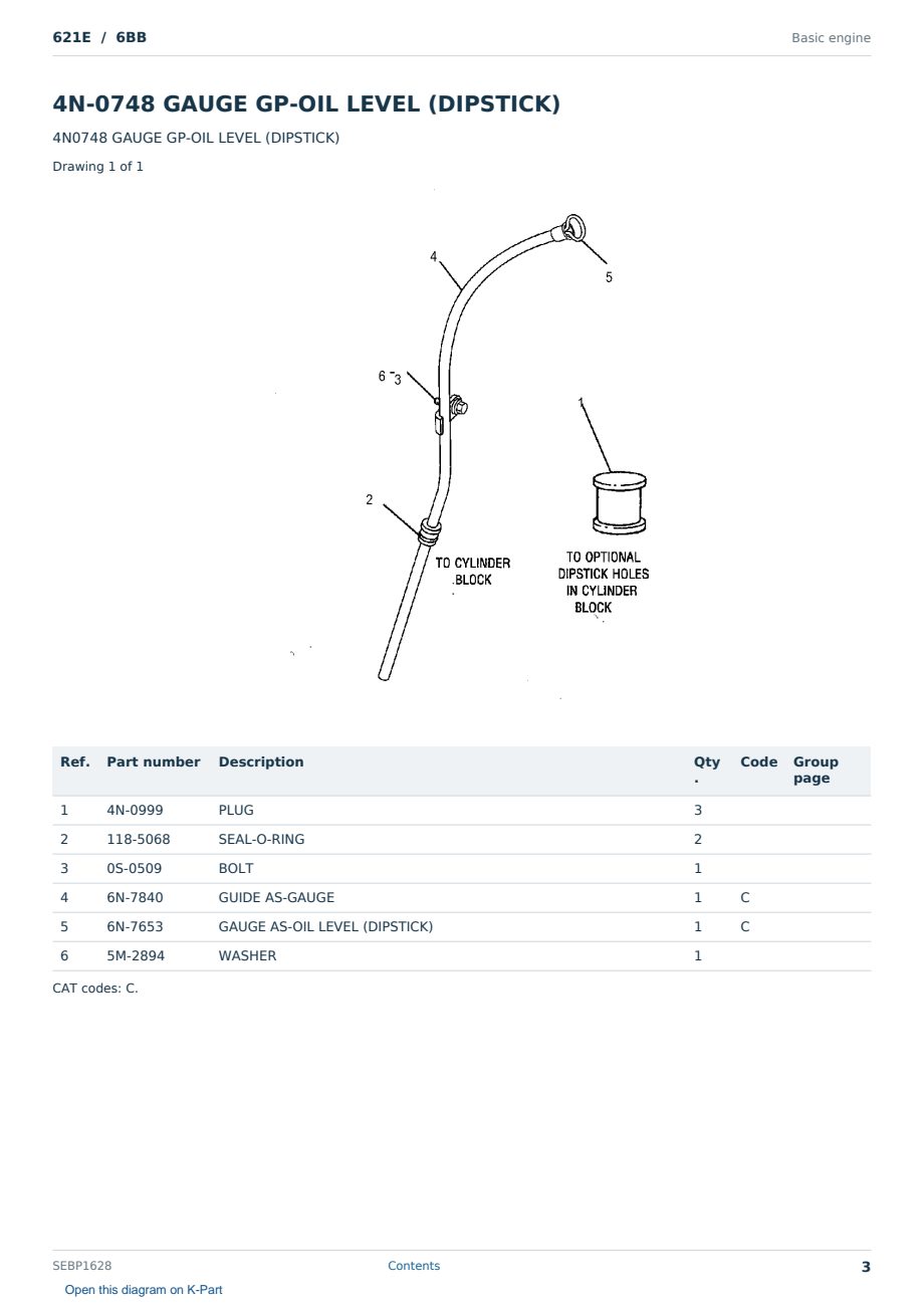 Caterpillar 621E S/N 6BB Partsbook SEBP1628 (English) - sample page 3 of 10 Caterpillar 621E S/N 6BB Partsbook SEBP1628 (English) - sample page 3 of 10