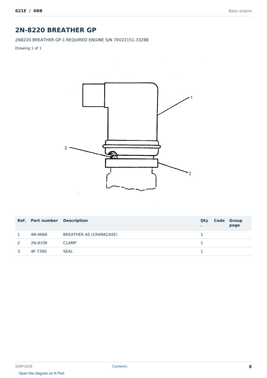 Caterpillar 621E S/N 6BB Partsbook SEBP1628 (English) - sample page 8 of 10 Caterpillar 621E S/N 6BB Partsbook SEBP1628 (English) - sample page 8 of 10