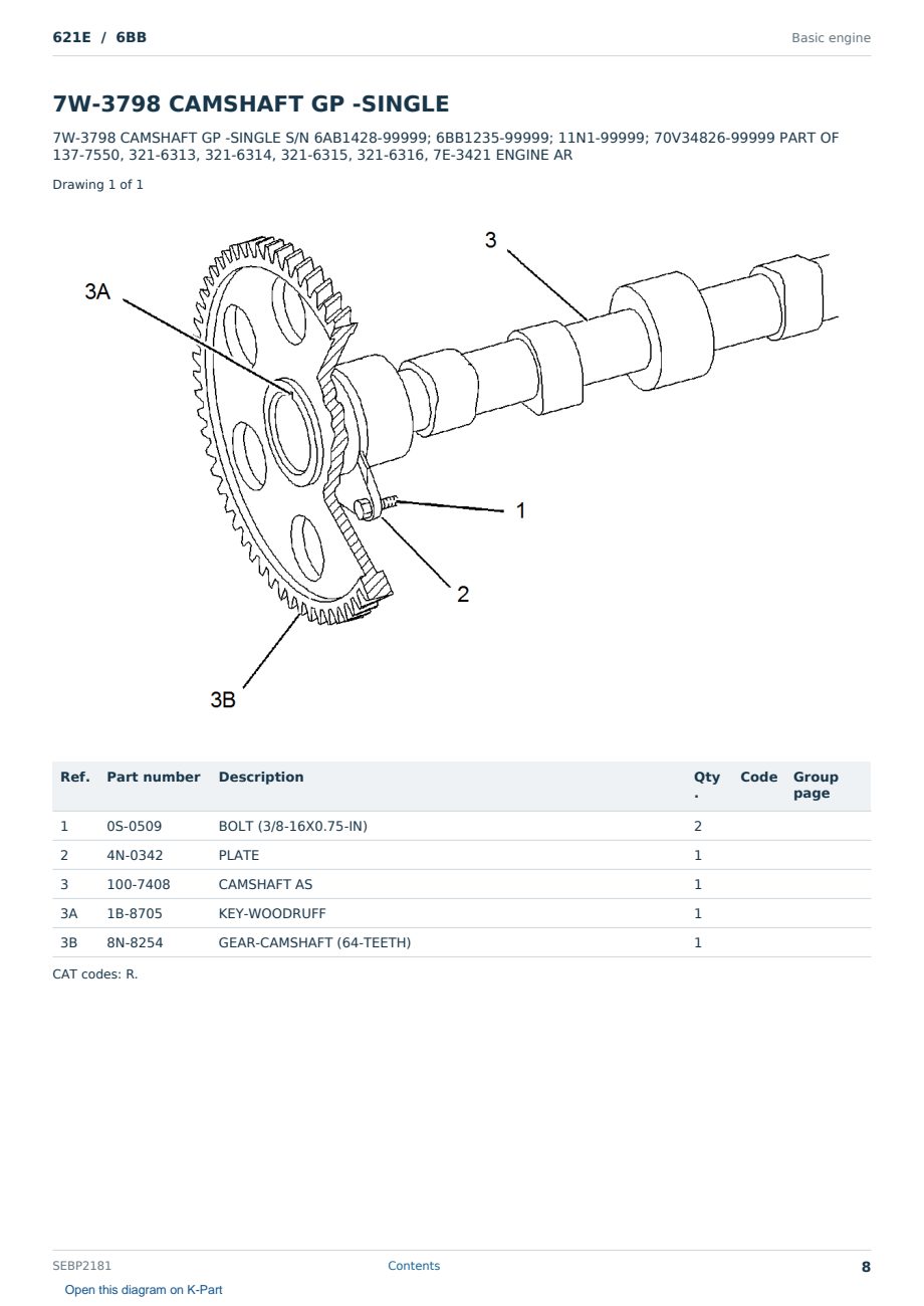 Caterpillar 621E S/N 6BB Partsbook SEBP2181 (English) - sample page 8 of 10 Caterpillar 621E S/N 6BB Partsbook SEBP2181 (English) - sample page 8 of 10