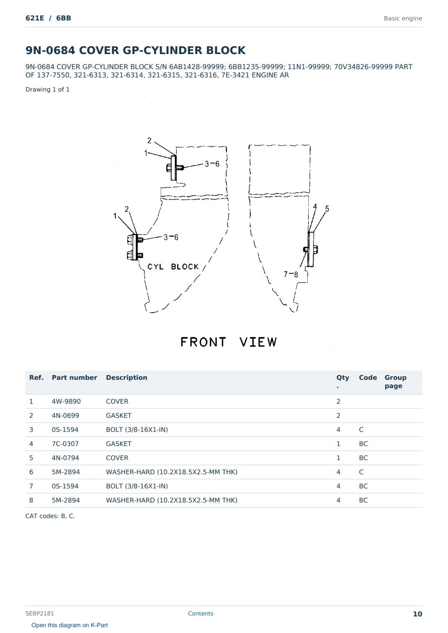 Caterpillar 621E S/N 6BB Partsbook SEBP2181 (English) - sample page 10 of 10 Caterpillar 621E S/N 6BB Partsbook SEBP2181 (English) - sample page 10 of 10