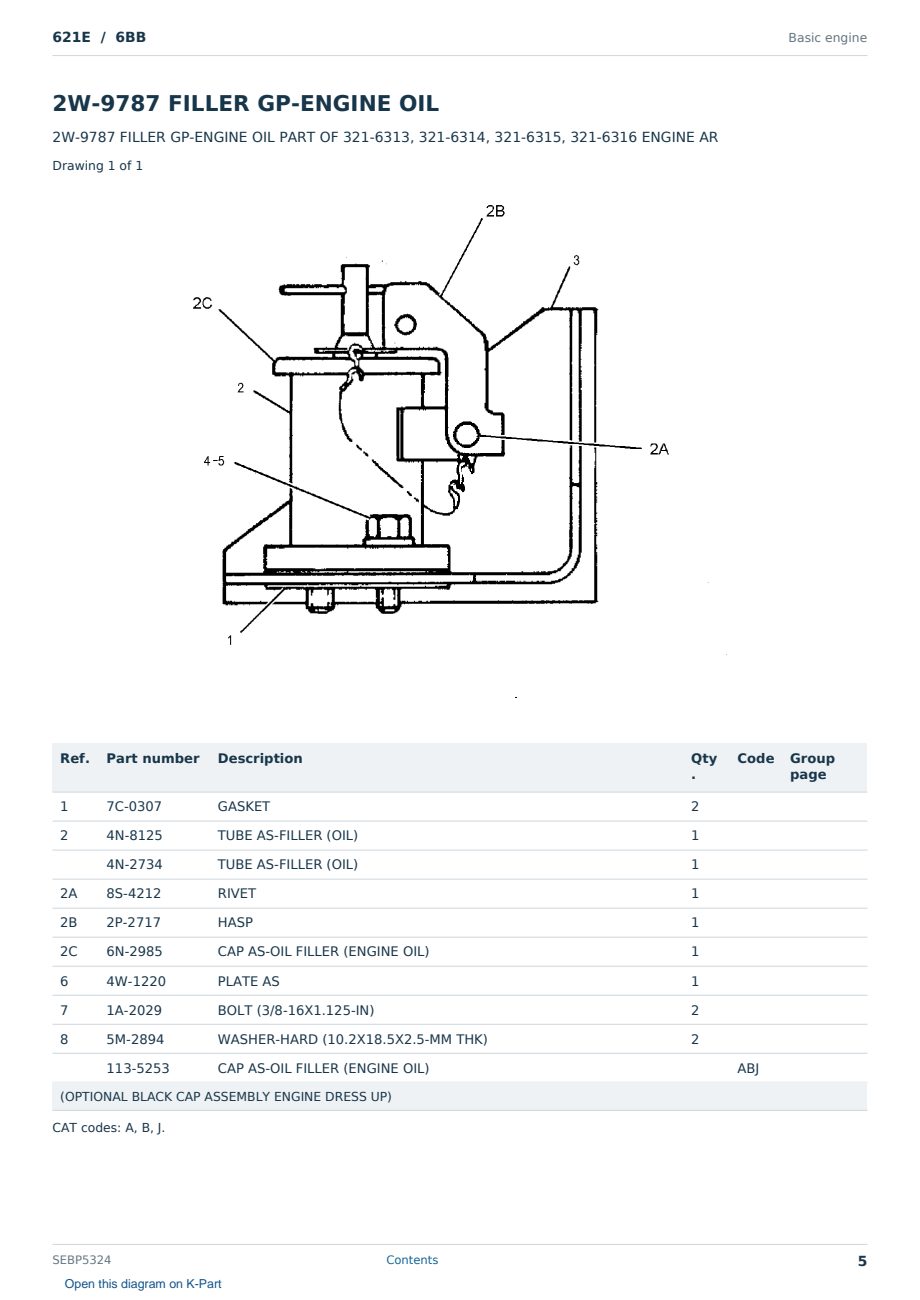 Caterpillar 621E S/N 6BB Partsbook SEBP5324 (English) - sample page 5 of 10 Caterpillar 621E S/N 6BB Partsbook SEBP5324 (English) - sample page 5 of 10