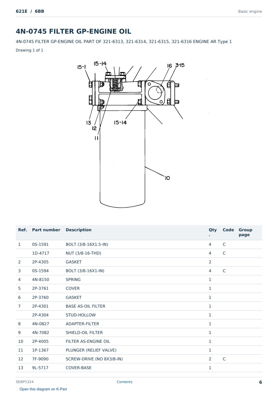 Caterpillar 621E S/N 6BB Partsbook SEBP5324 (English) - sample page 6 of 10 Caterpillar 621E S/N 6BB Partsbook SEBP5324 (English) - sample page 6 of 10