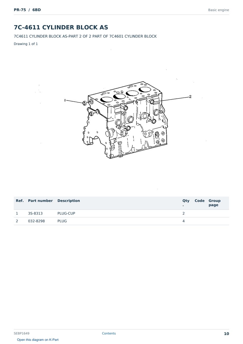 Caterpillar PR-75 S/N 6BD Partsbook SEBP1649 (English) - sample page 10 of 10 Caterpillar PR-75 S/N 6BD Partsbook SEBP1649 (English) - sample page 10 of 10