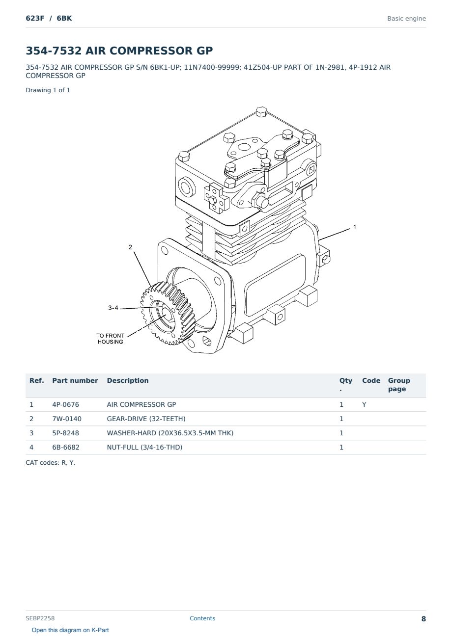 Caterpillar 623F S/N 6BK Partsbook SEBP2258 (English) - sample page 8 of 10 Caterpillar 623F S/N 6BK Partsbook SEBP2258 (English) - sample page 8 of 10
