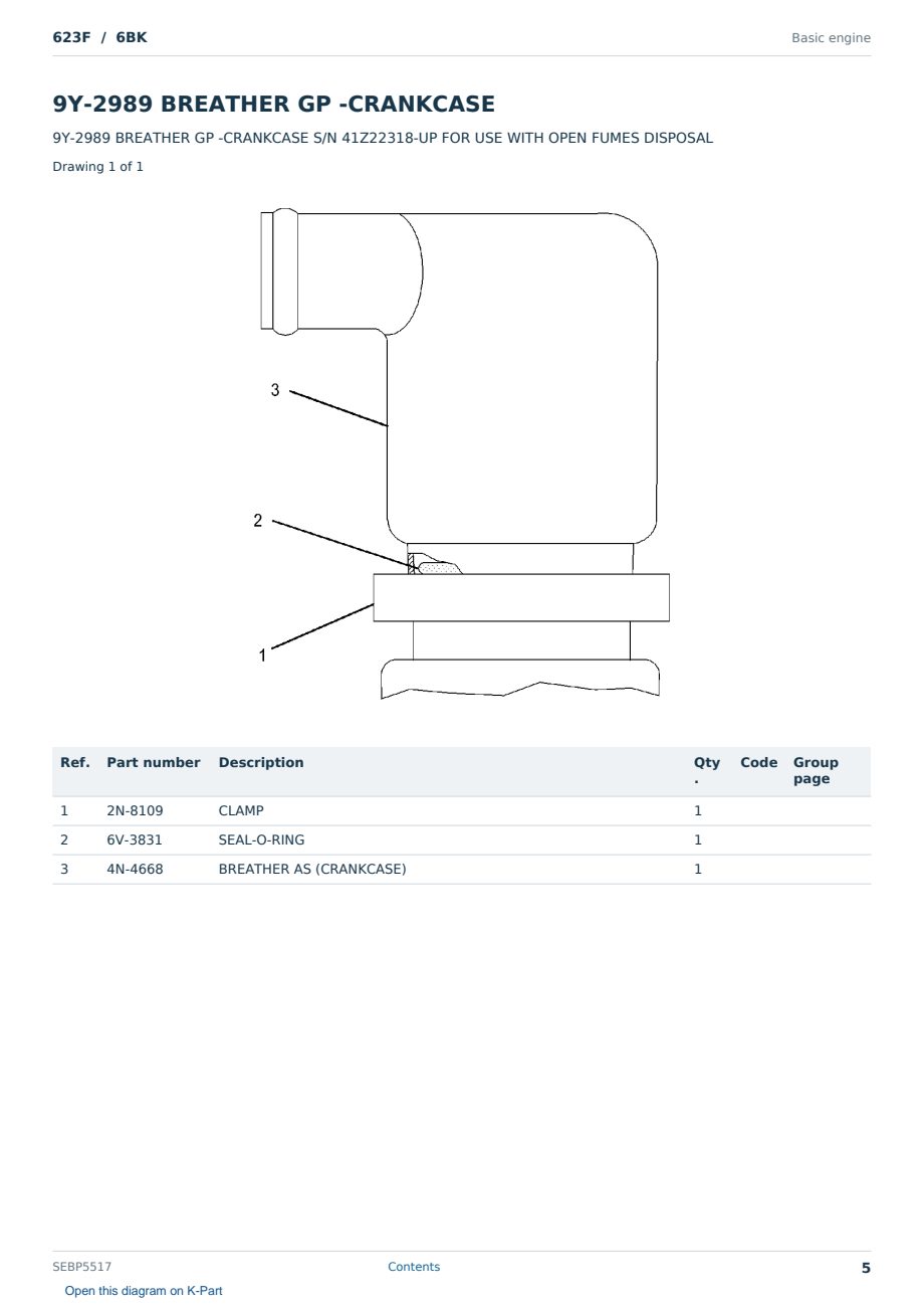 Caterpillar 623F S/N 6BK Partsbook SEBP5517 (English) - sample page 5 of 10 Caterpillar 623F S/N 6BK Partsbook SEBP5517 (English) - sample page 5 of 10