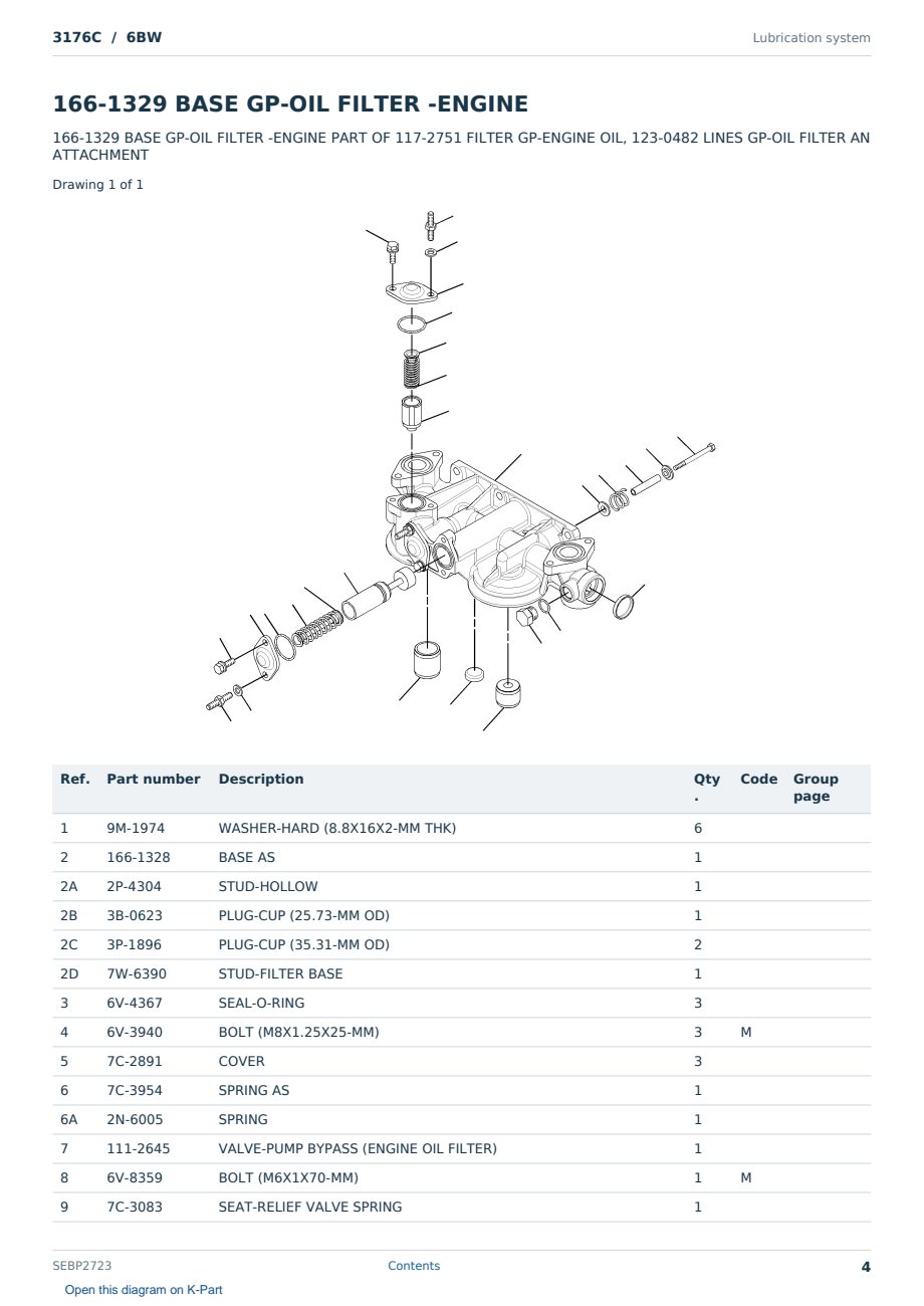 Caterpillar 3176C S/N 6BW Partsbook SEBP2723 (English) - sample page 4 of 10 Caterpillar 3176C S/N 6BW Partsbook SEBP2723 (English) - sample page 4 of 10