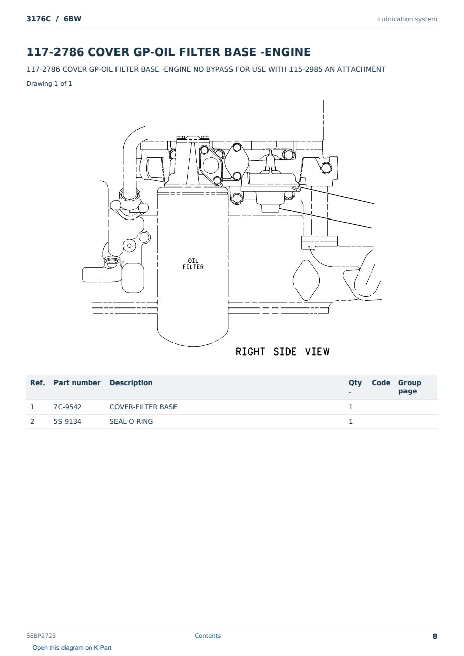 Caterpillar 3176C S/N 6BW Partsbook SEBP2723 (English) - sample page 8 of 10 Caterpillar 3176C S/N 6BW Partsbook SEBP2723 (English) - sample page 8 of 10