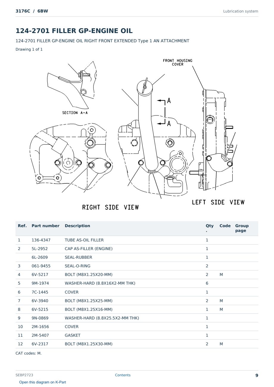 Caterpillar 3176C S/N 6BW Partsbook SEBP2723 (English) - sample page 9 of 10 Caterpillar 3176C S/N 6BW Partsbook SEBP2723 (English) - sample page 9 of 10
