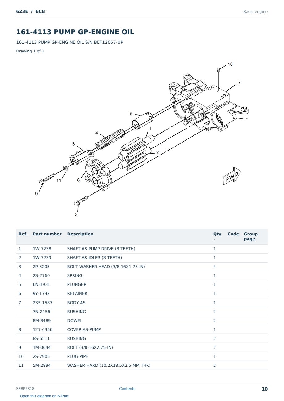 Caterpillar 623E S/N 6CB Partsbook SEBP5318 (English) - sample page 10 of 10 Caterpillar 623E S/N 6CB Partsbook SEBP5318 (English) - sample page 10 of 10