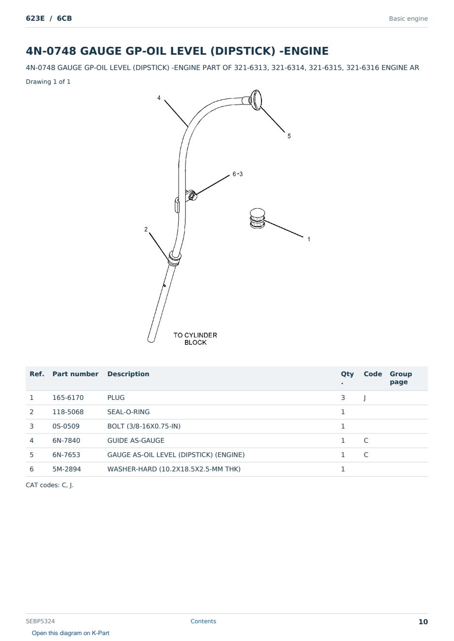 Caterpillar 623E S/N 6CB Partsbook SEBP5324 (English) - sample page 10 of 10 Caterpillar 623E S/N 6CB Partsbook SEBP5324 (English) - sample page 10 of 10