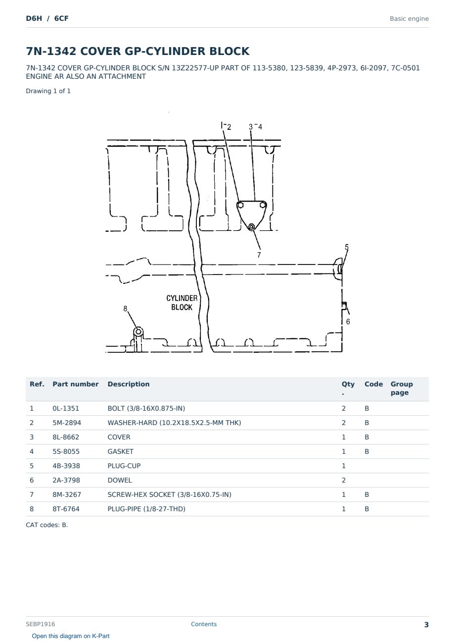 Caterpillar D6H S/N 6CF Partsbook SEBP1916 (English) - sample page 3 of 10 Caterpillar D6H S/N 6CF Partsbook SEBP1916 (English) - sample page 3 of 10