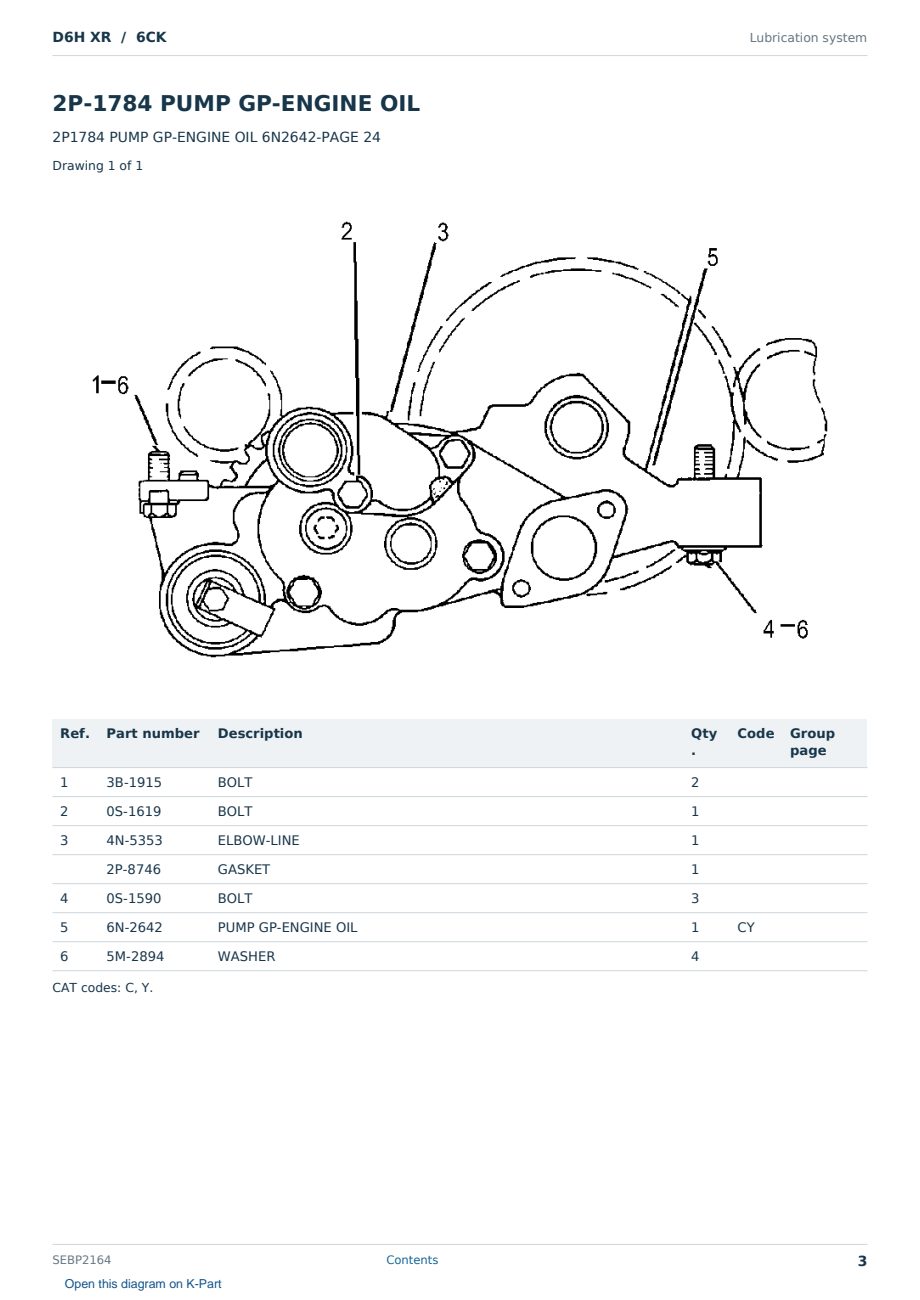 Caterpillar D6H XR S/N 6CK Partsbook SEBP2164 (English) - sample page 3 of 10 Caterpillar D6H XR S/N 6CK Partsbook SEBP2164 (English) - sample page 3 of 10