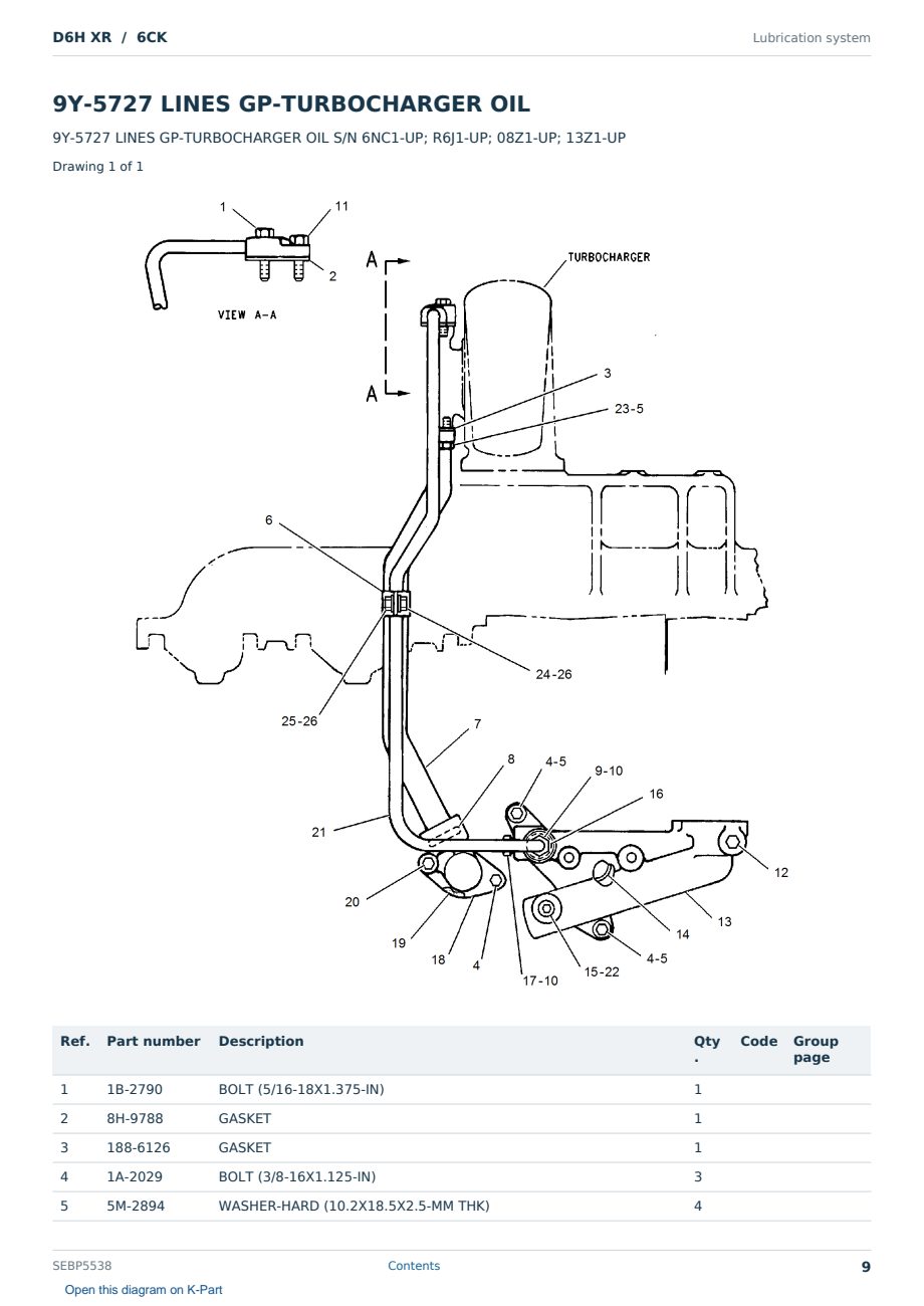 Caterpillar D6H XR S/N 6CK Partsbook SEBP5538 (English) - sample page 9 of 10 Caterpillar D6H XR S/N 6CK Partsbook SEBP5538 (English) - sample page 9 of 10