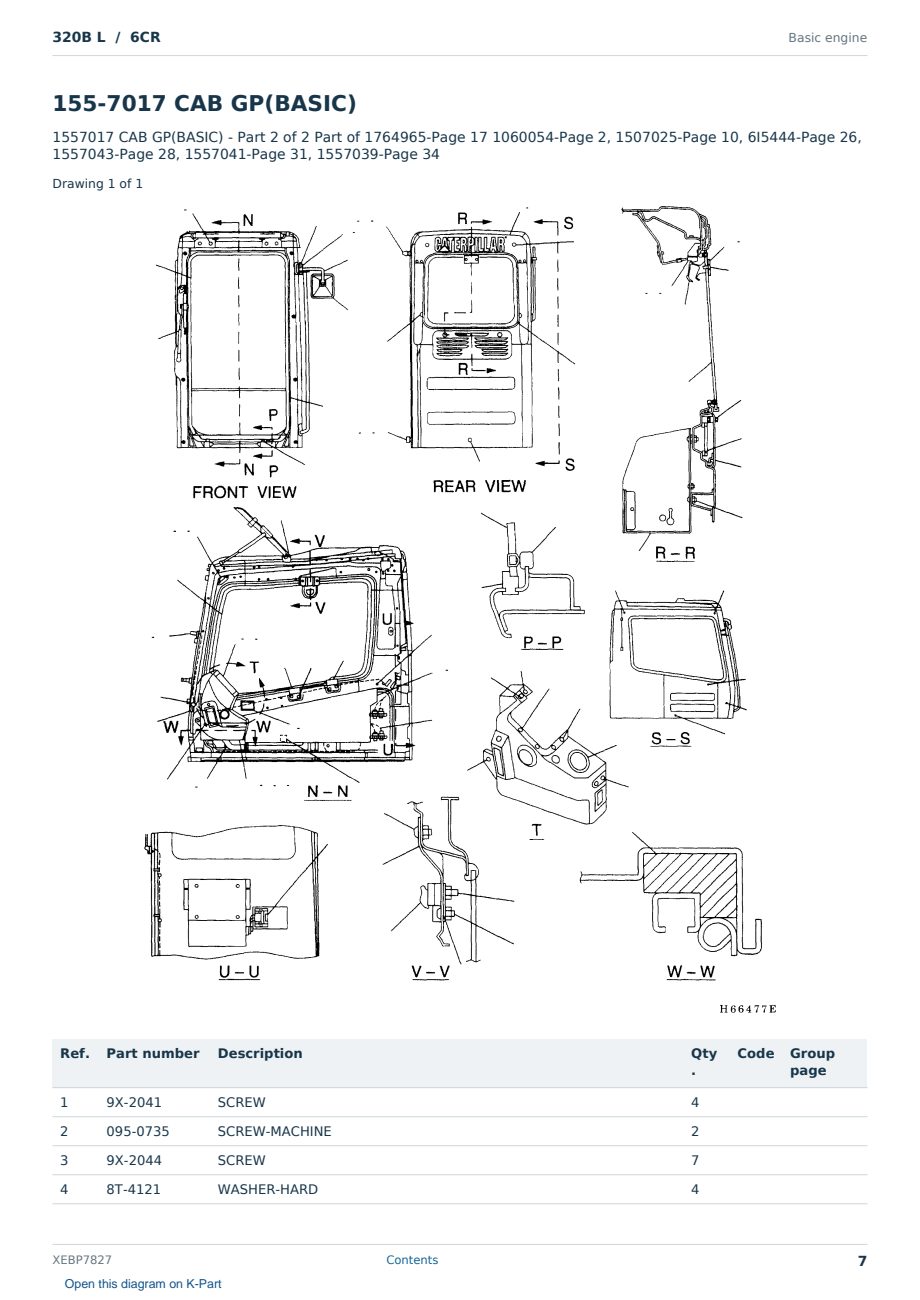 Caterpillar 320B L S/N 6CR Partsbook XEBP7827 (English) - sample page 7 of 10 Caterpillar 320B L S/N 6CR Partsbook XEBP7827 (English) - sample page 7 of 10