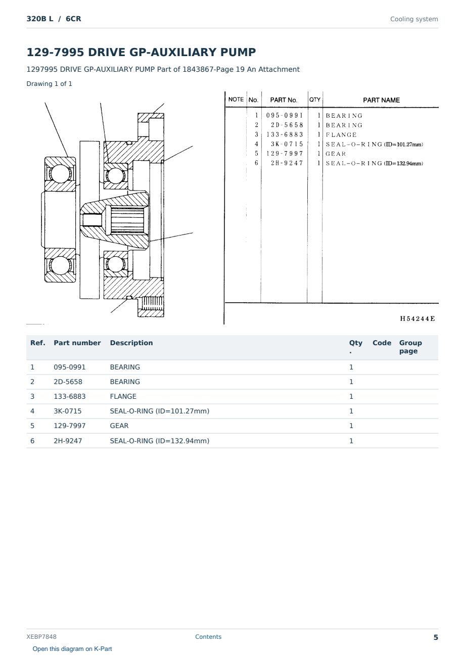 Caterpillar 320B L S/N 6CR Partsbook XEBP7848 (English) - sample page 5 of 10 Caterpillar 320B L S/N 6CR Partsbook XEBP7848 (English) - sample page 5 of 10