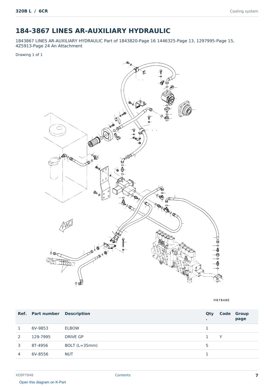 Caterpillar 320B L S/N 6CR Partsbook XEBP7848 (English) - sample page 7 of 10 Caterpillar 320B L S/N 6CR Partsbook XEBP7848 (English) - sample page 7 of 10