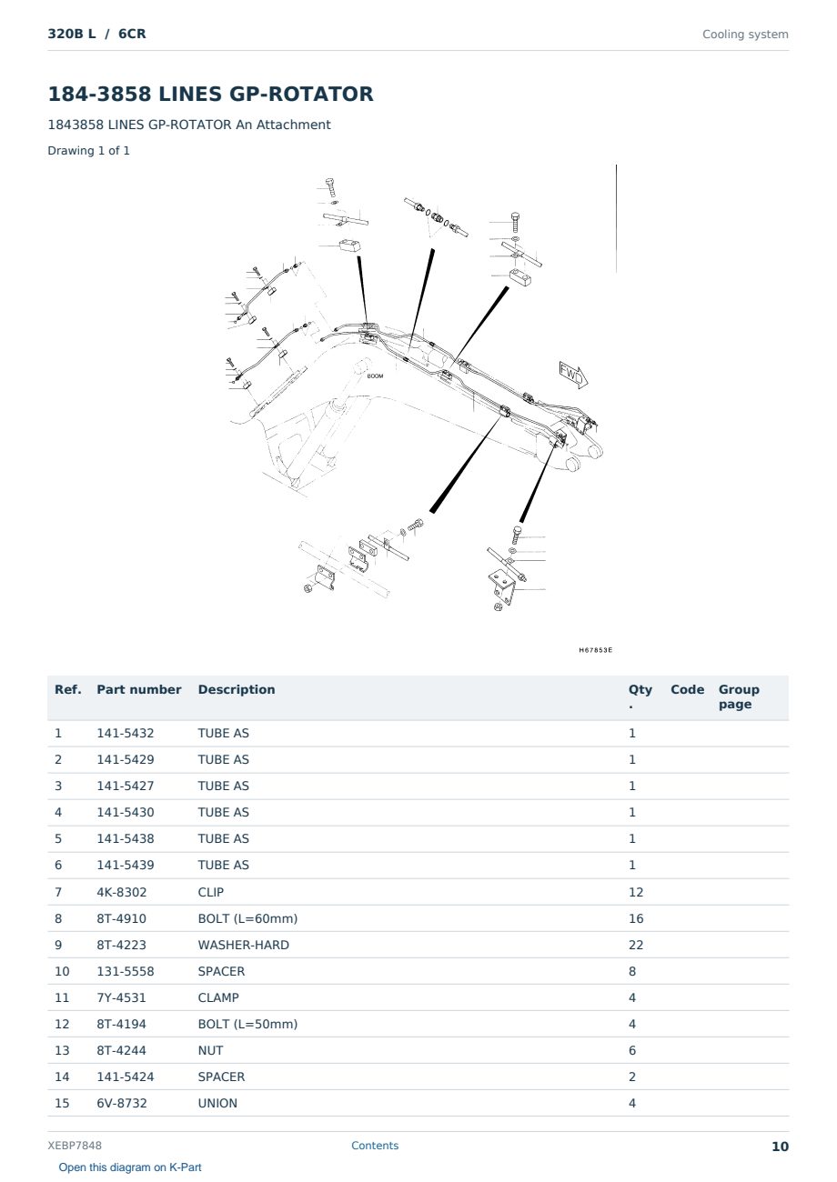 Caterpillar 320B L S/N 6CR Partsbook XEBP7848 (English) - sample page 10 of 10 Caterpillar 320B L S/N 6CR Partsbook XEBP7848 (English) - sample page 10 of 10