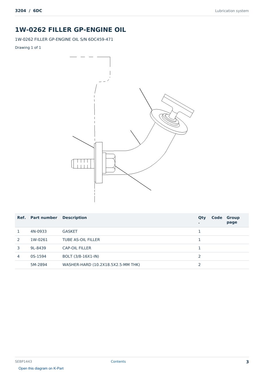 Caterpillar 3204 S/N 6DC Partsbook SEBP1443 (English) - sample page 3 of 10 Caterpillar 3204 S/N 6DC Partsbook SEBP1443 (English) - sample page 3 of 10