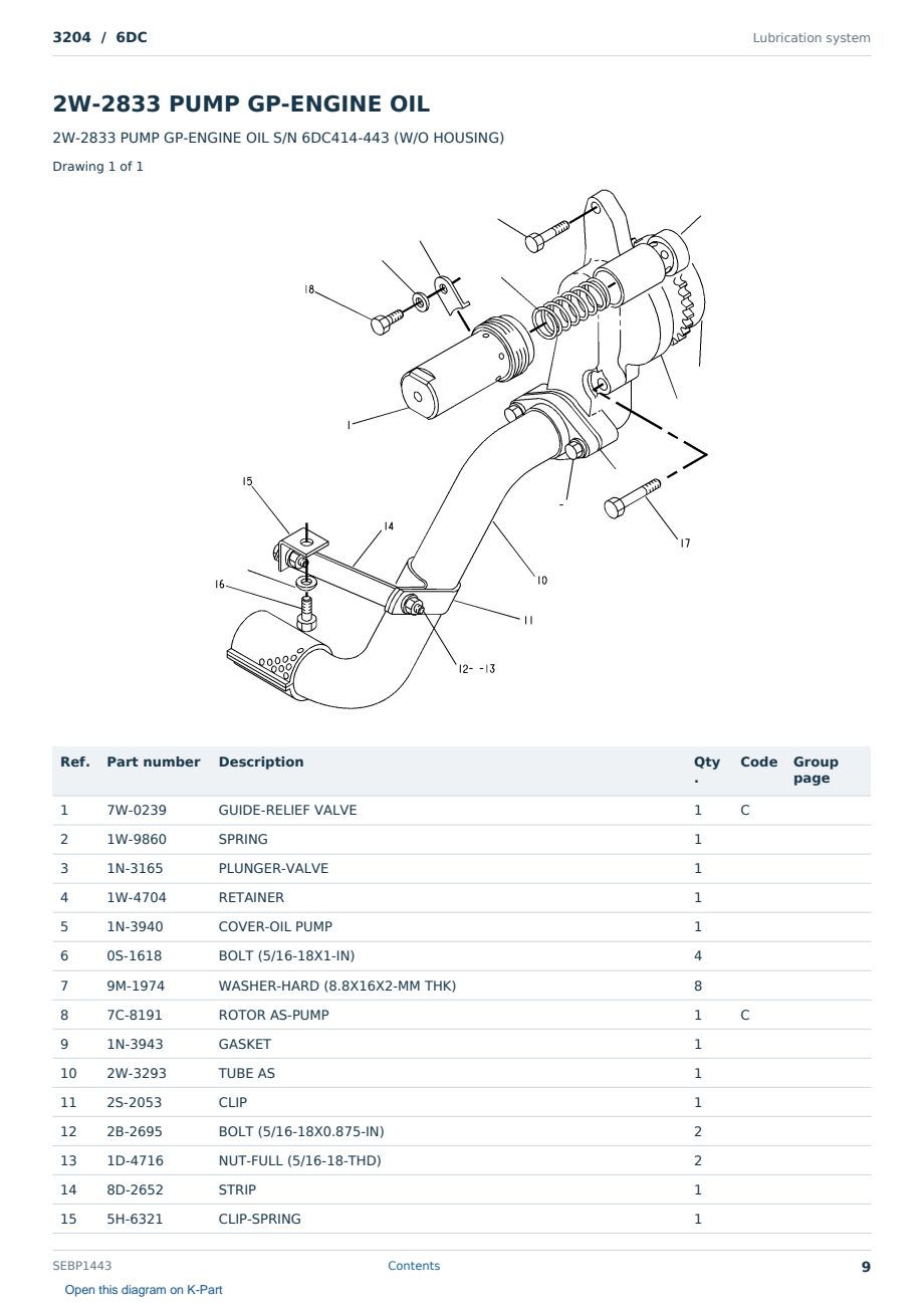Caterpillar 3204 S/N 6DC Partsbook SEBP1443 (English) - sample page 9 of 10 Caterpillar 3204 S/N 6DC Partsbook SEBP1443 (English) - sample page 9 of 10