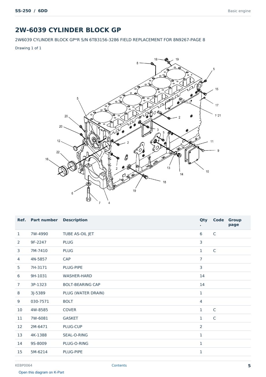 Caterpillar SS-250 S/N 6DD Partsbook KEBP0064 (English) - sample page 5 of 10 Caterpillar SS-250 S/N 6DD Partsbook KEBP0064 (English) - sample page 5 of 10