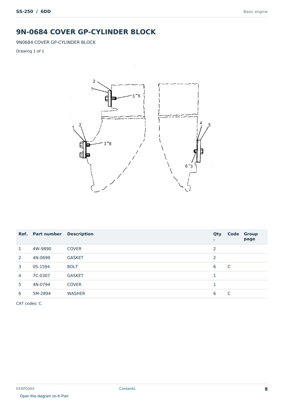 Caterpillar SS-250 S/N 6DD Partsbook KEBP0064 (English) - sample page 8 of 10 Caterpillar SS-250 S/N 6DD Partsbook KEBP0064 (English) - sample page 8 of 10
