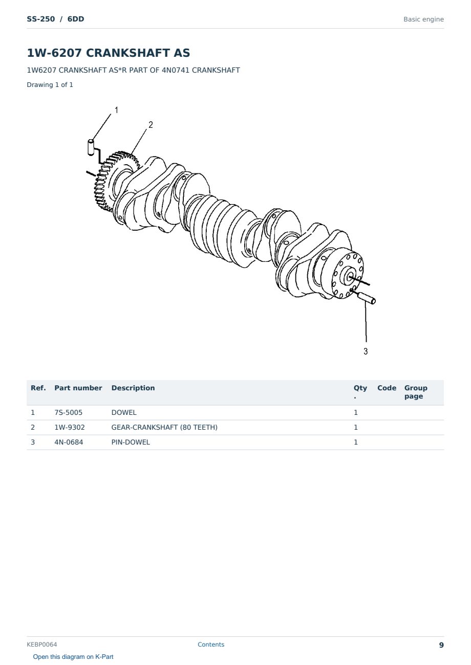 Caterpillar SS-250 S/N 6DD Partsbook KEBP0064 (English) - sample page 9 of 10 Caterpillar SS-250 S/N 6DD Partsbook KEBP0064 (English) - sample page 9 of 10