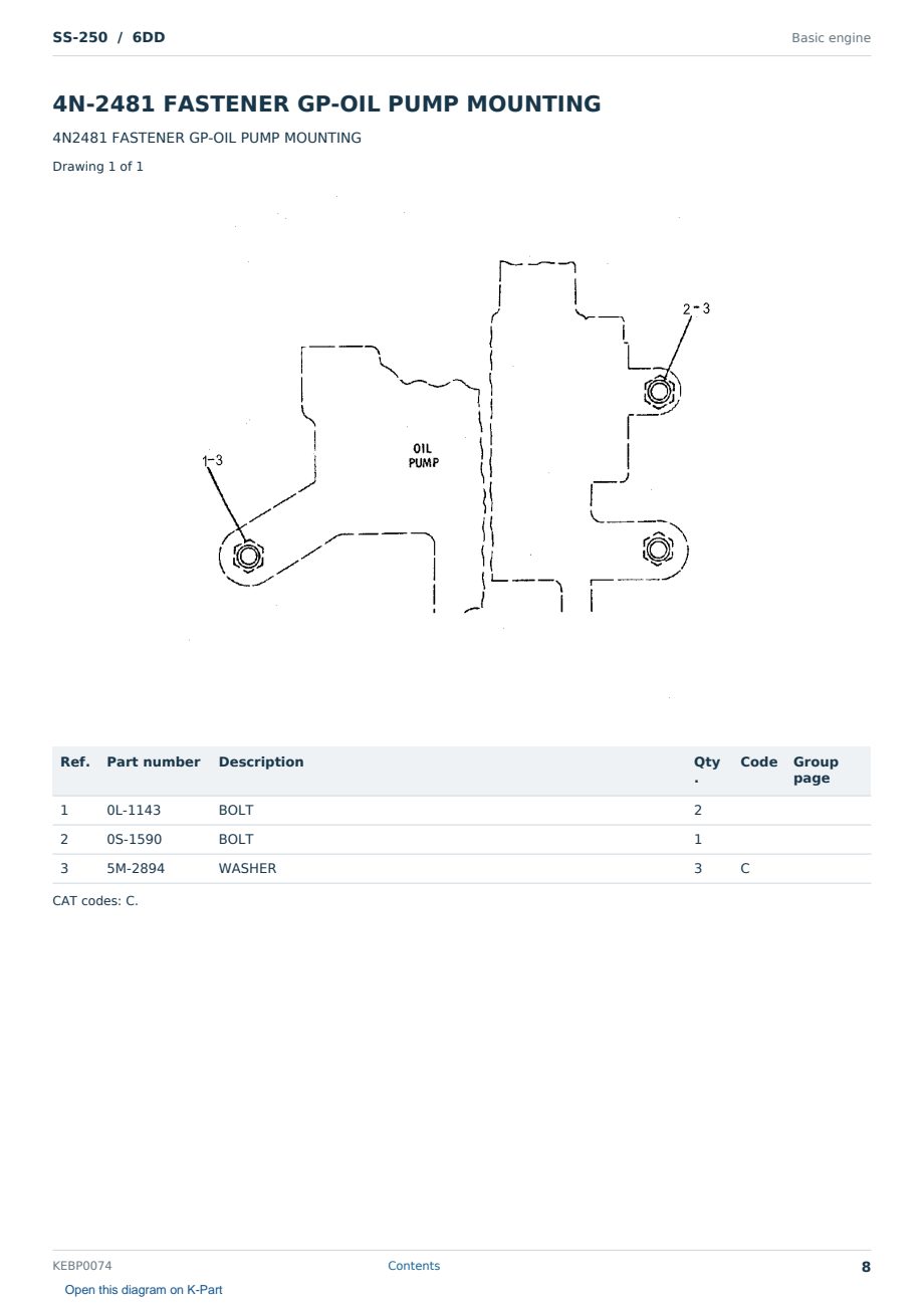 Caterpillar SS-250 S/N 6DD Partsbook KEBP0074 (English) - sample page 8 of 10 Caterpillar SS-250 S/N 6DD Partsbook KEBP0074 (English) - sample page 8 of 10