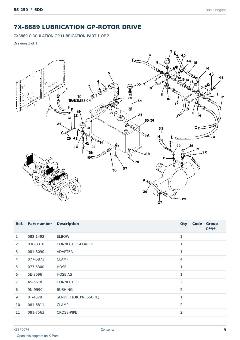 Caterpillar SS-250 S/N 6DD Partsbook KEBP0074 (English) - sample page 9 of 10 Caterpillar SS-250 S/N 6DD Partsbook KEBP0074 (English) - sample page 9 of 10