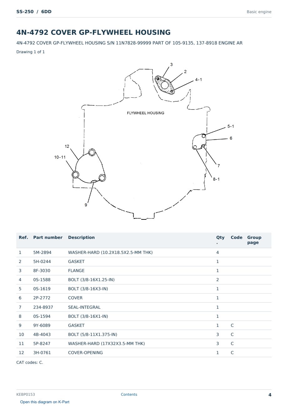 Caterpillar SS-250 S/N 6DD Partsbook KEBP0153 (English) - sample page 4 of 10 Caterpillar SS-250 S/N 6DD Partsbook KEBP0153 (English) - sample page 4 of 10