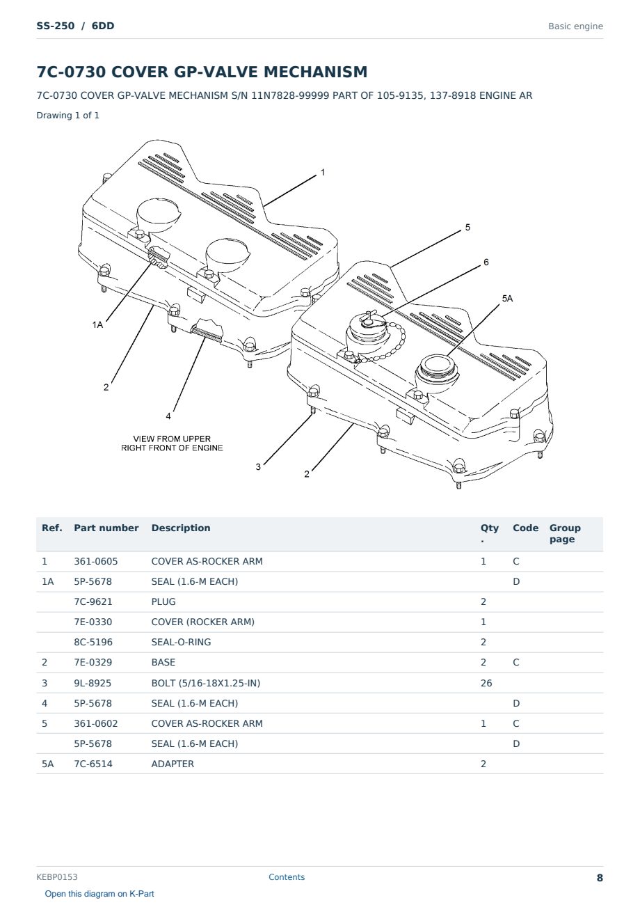 Caterpillar SS-250 S/N 6DD Partsbook KEBP0153 (English) - sample page 8 of 10 Caterpillar SS-250 S/N 6DD Partsbook KEBP0153 (English) - sample page 8 of 10