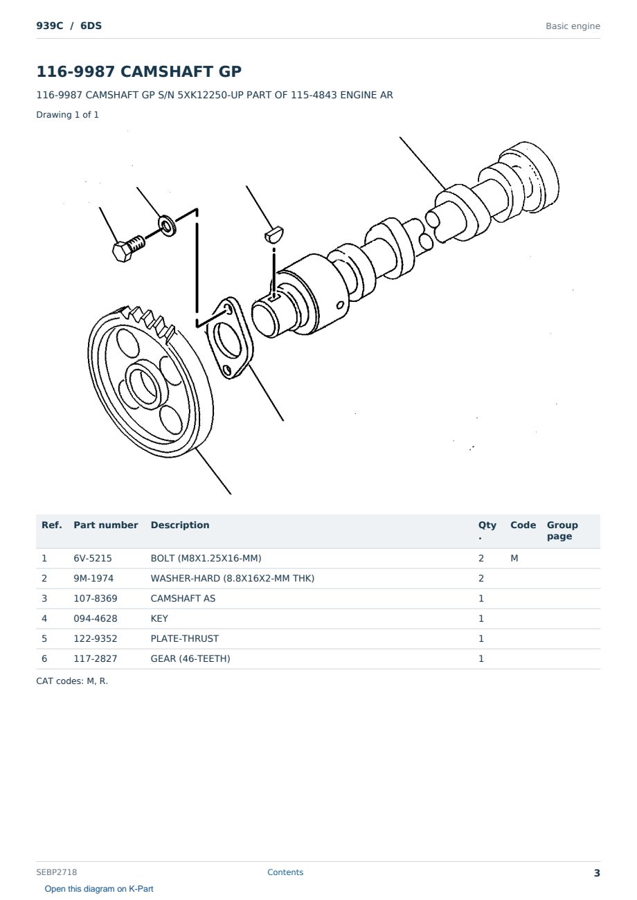 Caterpillar 939C S/N 6DS Partsbook SEBP2718 (English) - sample page 3 of 10 Caterpillar 939C S/N 6DS Partsbook SEBP2718 (English) - sample page 3 of 10