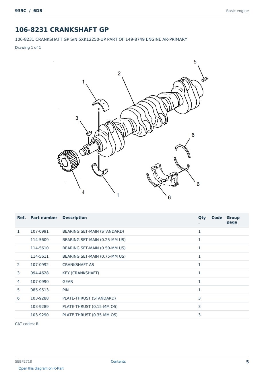 Caterpillar 939C S/N 6DS Partsbook SEBP2718 (English) - sample page 5 of 10 Caterpillar 939C S/N 6DS Partsbook SEBP2718 (English) - sample page 5 of 10