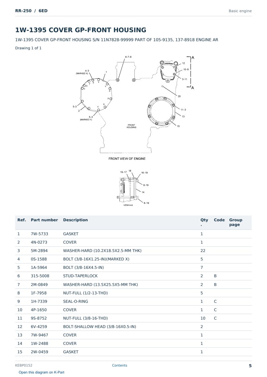 Caterpillar RR-250 S/N 6ED Partsbook KEBP0152 (English) - sample page 5 of 10 Caterpillar RR-250 S/N 6ED Partsbook KEBP0152 (English) - sample page 5 of 10