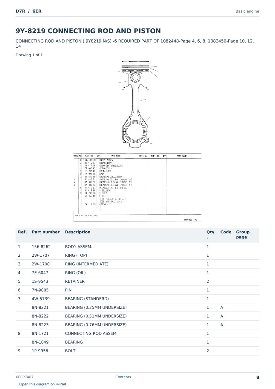 Caterpillar D7R S/N 6ER Partsbook XEBP7407 (English) - sample page 8 of 10 Caterpillar D7R S/N 6ER Partsbook XEBP7407 (English) - sample page 8 of 10