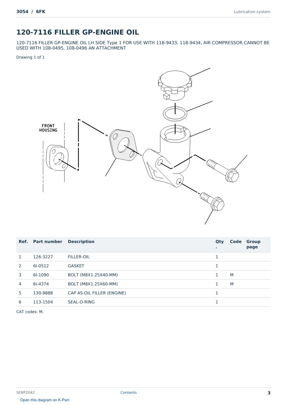 Caterpillar 3054 S/N 6FK Partsbook SEBP2042 (English) - sample page 3 of 10 Caterpillar 3054 S/N 6FK Partsbook SEBP2042 (English) - sample page 3 of 10