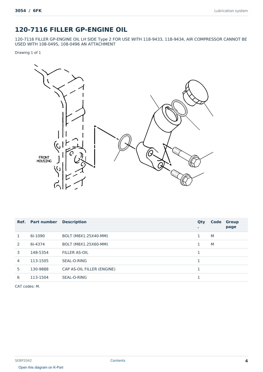 Caterpillar 3054 S/N 6FK Partsbook SEBP2042 (English) - sample page 4 of 10 Caterpillar 3054 S/N 6FK Partsbook SEBP2042 (English) - sample page 4 of 10