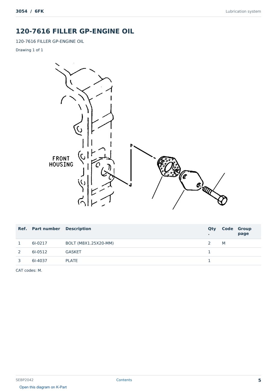 Caterpillar 3054 S/N 6FK Partsbook SEBP2042 (English) - sample page 5 of 10 Caterpillar 3054 S/N 6FK Partsbook SEBP2042 (English) - sample page 5 of 10