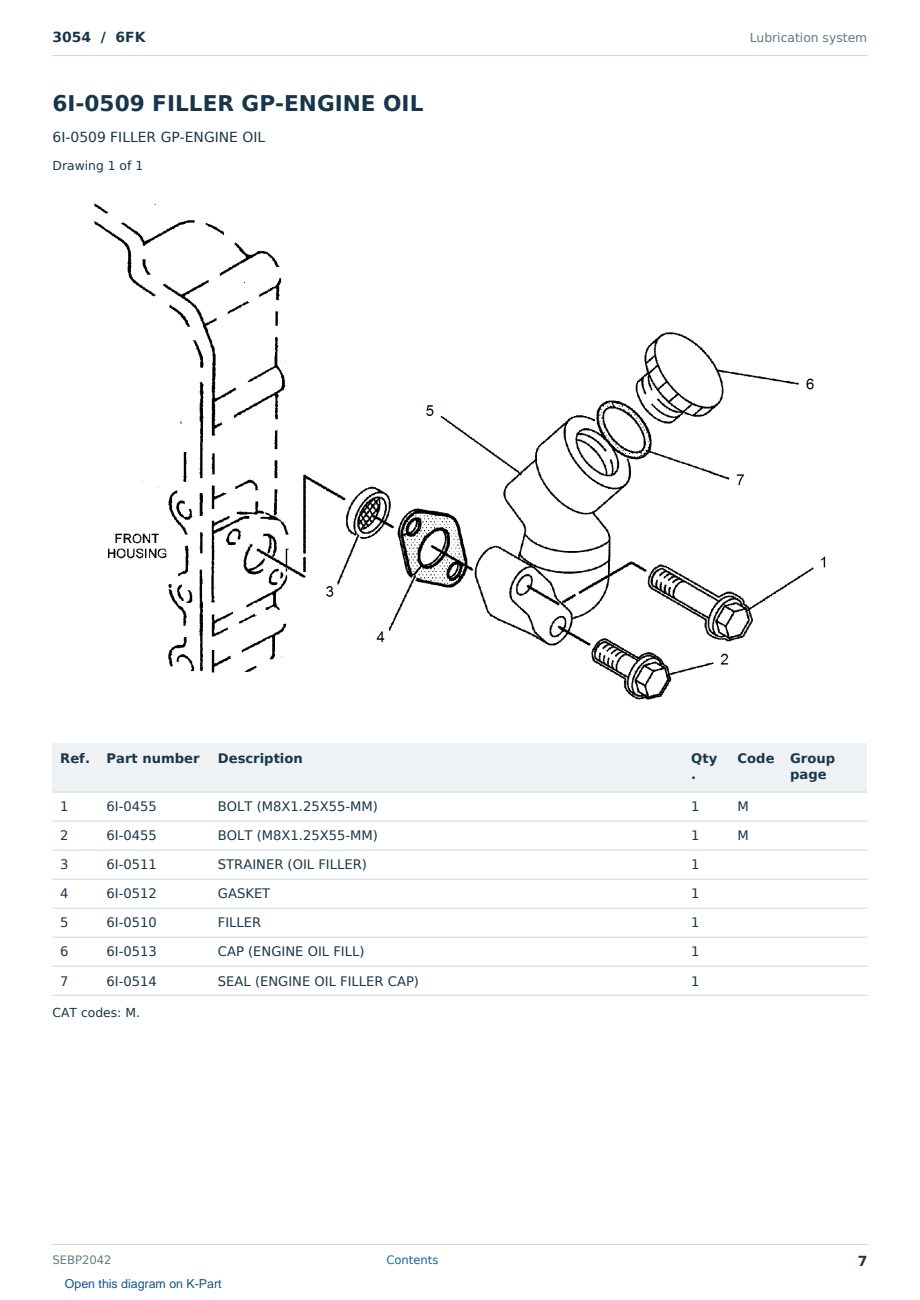 Caterpillar 3054 S/N 6FK Partsbook SEBP2042 (English) - sample page 7 of 10 Caterpillar 3054 S/N 6FK Partsbook SEBP2042 (English) - sample page 7 of 10