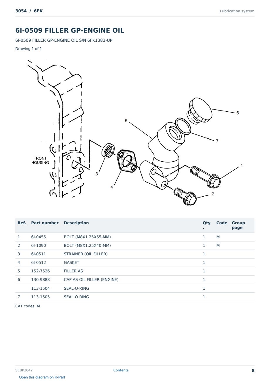 Caterpillar 3054 S/N 6FK Partsbook SEBP2042 (English) - sample page 8 of 10 Caterpillar 3054 S/N 6FK Partsbook SEBP2042 (English) - sample page 8 of 10