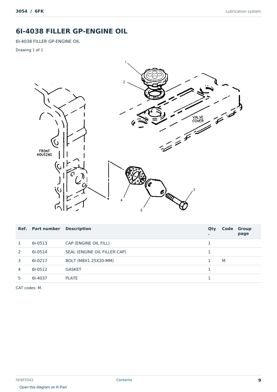 Caterpillar 3054 S/N 6FK Partsbook SEBP2042 (English) - sample page 9 of 10 Caterpillar 3054 S/N 6FK Partsbook SEBP2042 (English) - sample page 9 of 10